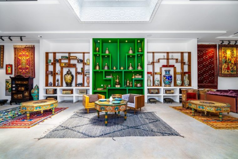 Ceramics and antique carpets on display