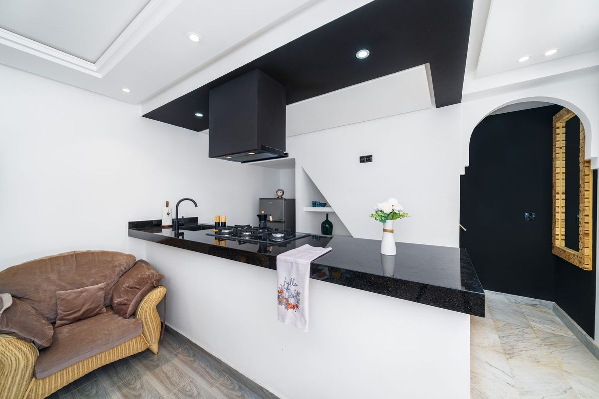 Fully equipped kitchen of the family apartment, Marrakech