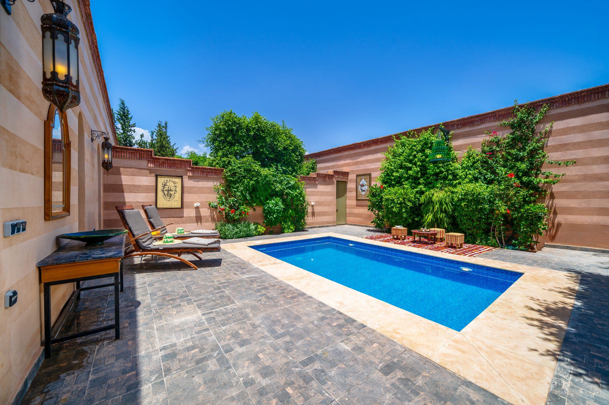 Suite courtyard with its private pool at Jnane Rihane, Marrakech